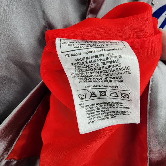VTG Los Angeles Clippers Jacket Mens Large Silver Red NBA Court Warm Up Adidas - Picture 9 of 16
